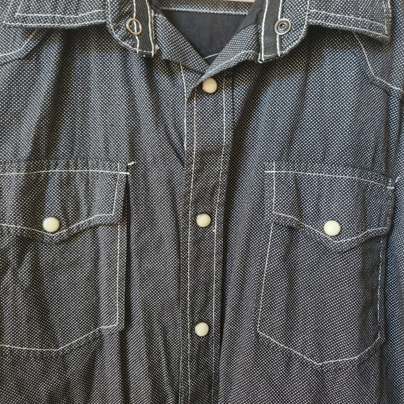 Ditch Plains Western Style Denim Shirt Long Sleeve Snap Front Pockets Men Med - Picture 4 of 7